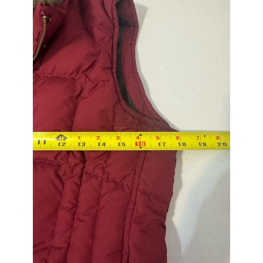 Eddie Bauer Vest Womens Small Maroon Goose Down Faux Fur Collar Zip Ski Lodge - Picture 9 of 14